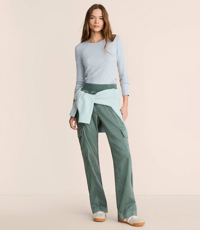 Lou & Grey Washed Twill Straight Leg Cargo Pants