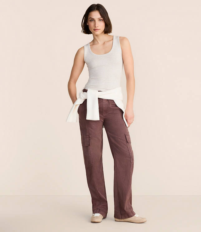 Lou & Grey Washed Twill Straight Leg Cargo Pants