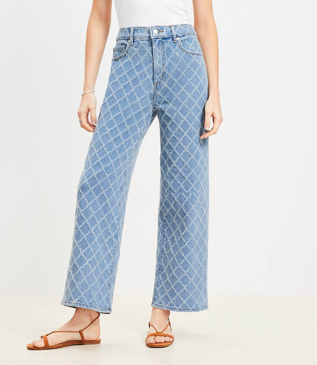 Diamond High Rise Wide Leg Crop Jeans Mid Stone Wash