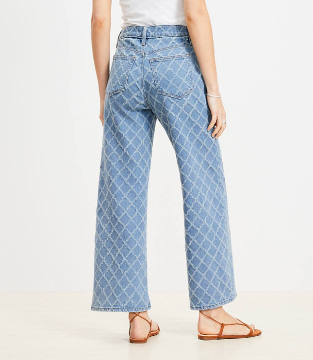 Diamond High Rise Wide Leg Crop Jeans Mid Stone Wash