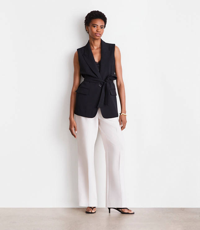 Loft LOFT Versa Crepe Drape Belted Blazer Vest