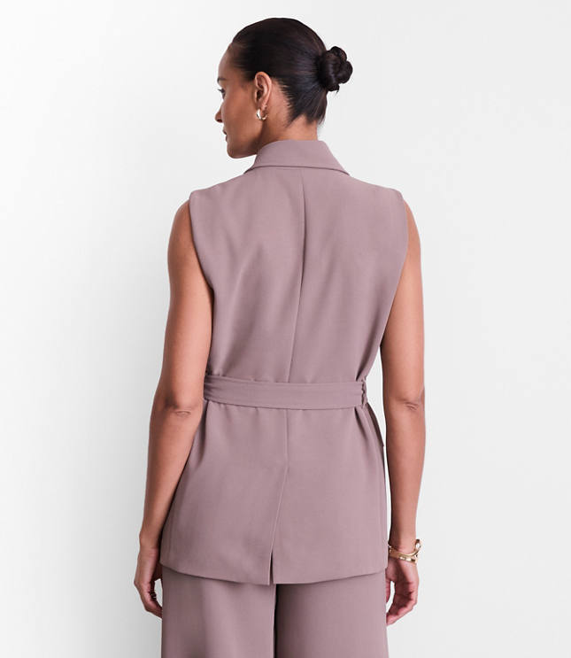 LOFT Versa Crepe Drape Belted Blazer Vest