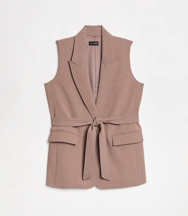 LOFT Versa Crepe Drape Belted Blazer Vest