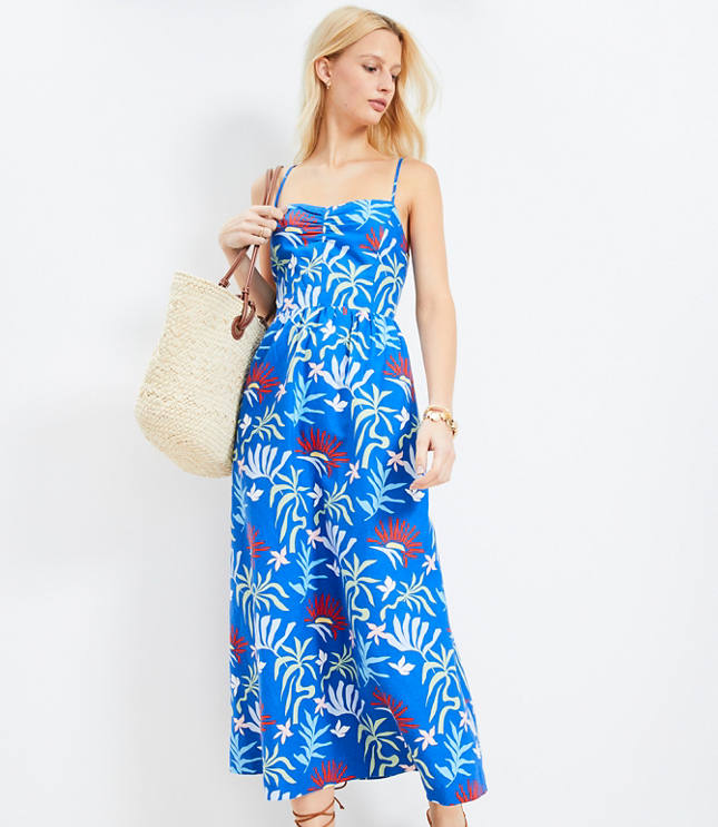LOFT Beach Sun Strappy Back Midi Dress