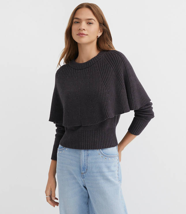 Ribbed Cape Sweater