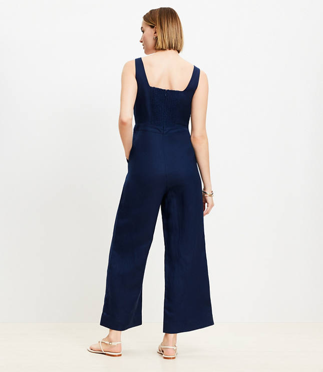 Linen Blend Square Neck Jumpsuit