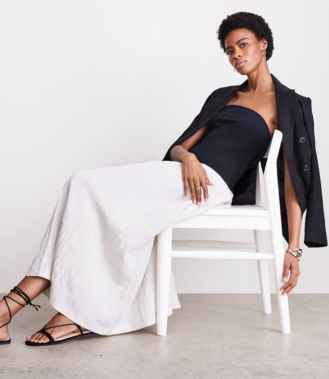 Petite LOFT Versa Strapless Mixed Media Maxi Dress