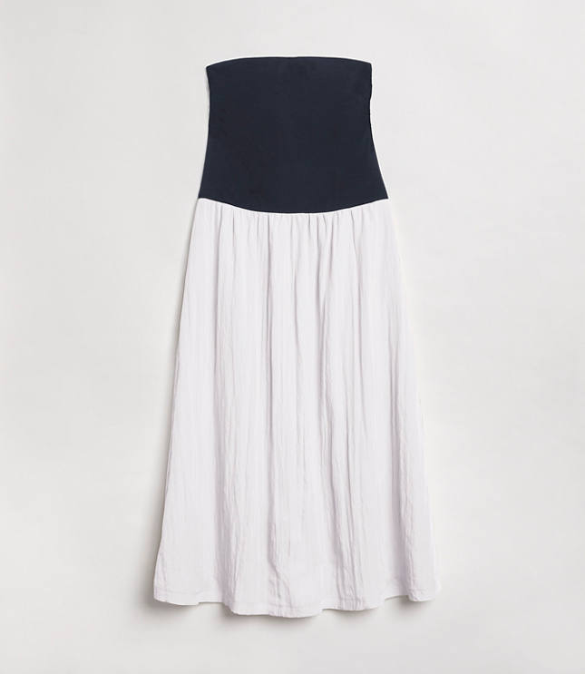 Petite LOFT Versa Strapless Mixed Media Maxi Dress