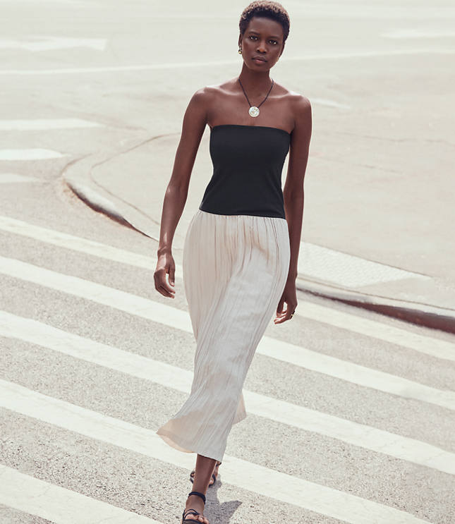 LOFT Versa Strapless Mixed Media Maxi Dress