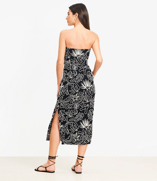 Petite Tropical Strapless Midi Dress