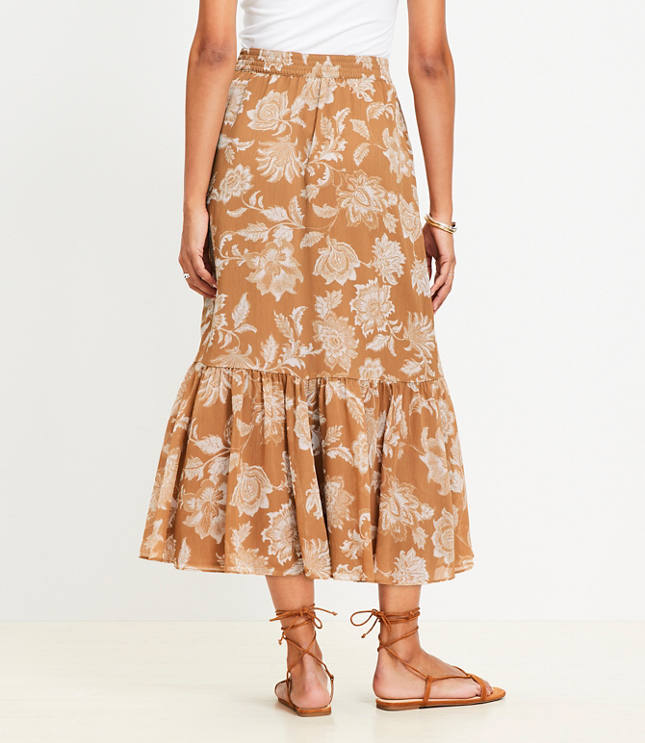 Floral Ruffle Midi Skirt