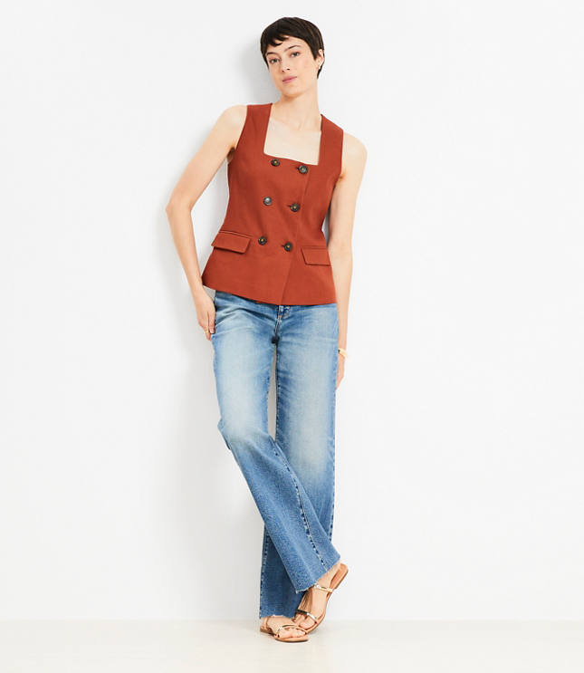 Cotton Linen Double Breasted Vest