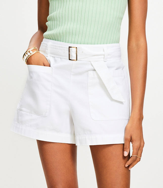 Belted Patch Pocket Shorts