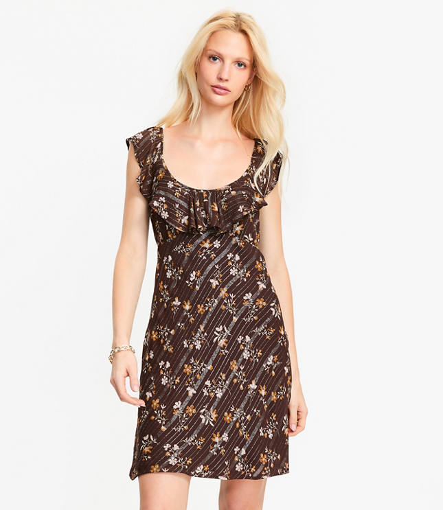Shimmer Floral Ruffle Mini Dress