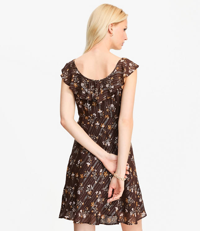 Shimmer Floral Ruffle Mini Dress