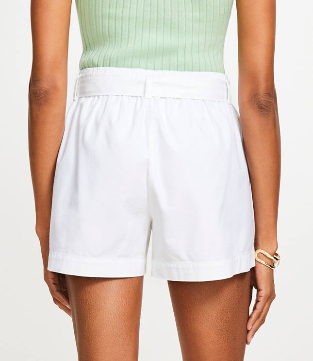Petite Belted Patch Pocket Shorts