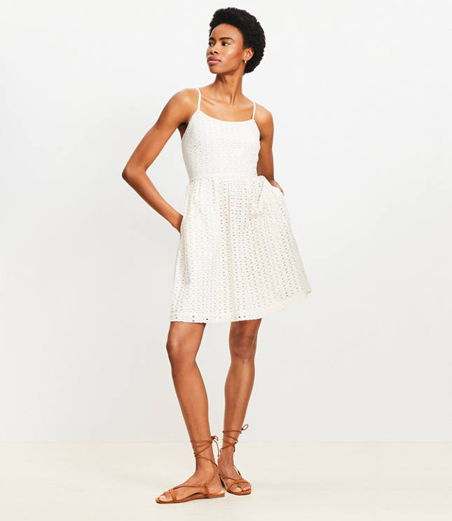 Eyelet Strappy Mini Pocket Dress