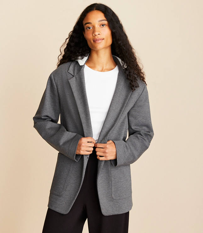 Lou & Grey Sporty Ponte Hooded Blazer