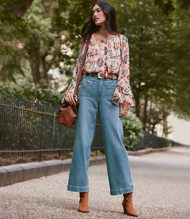 Petite Palmer Wide Leg Crop Jeans Mid Vintage Wash