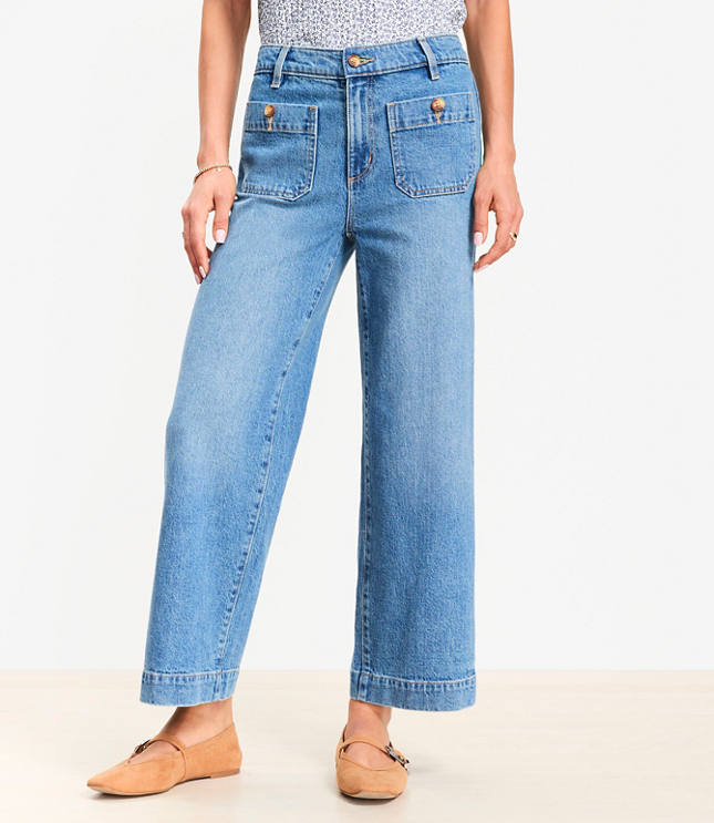Curvy Palmer Wide Leg Crop Jeans Mid Vintage Wash