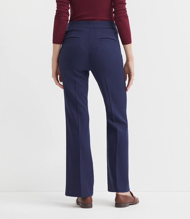Curvy Pintucked Flare Pants Twill