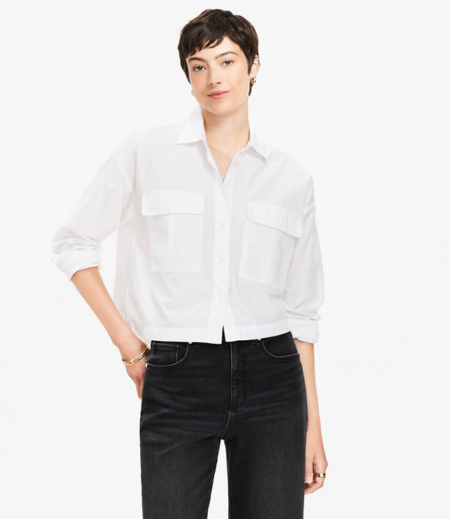 Petite Poplin Wide Sleeve Modern Utility Shirt