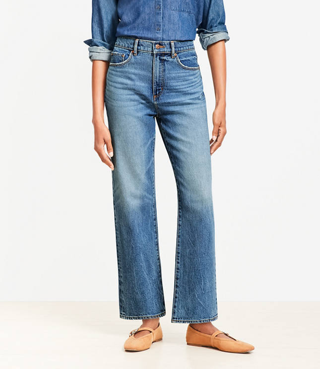 Tall High Rise Straight Jeans Authentic Vintage Mid Wash