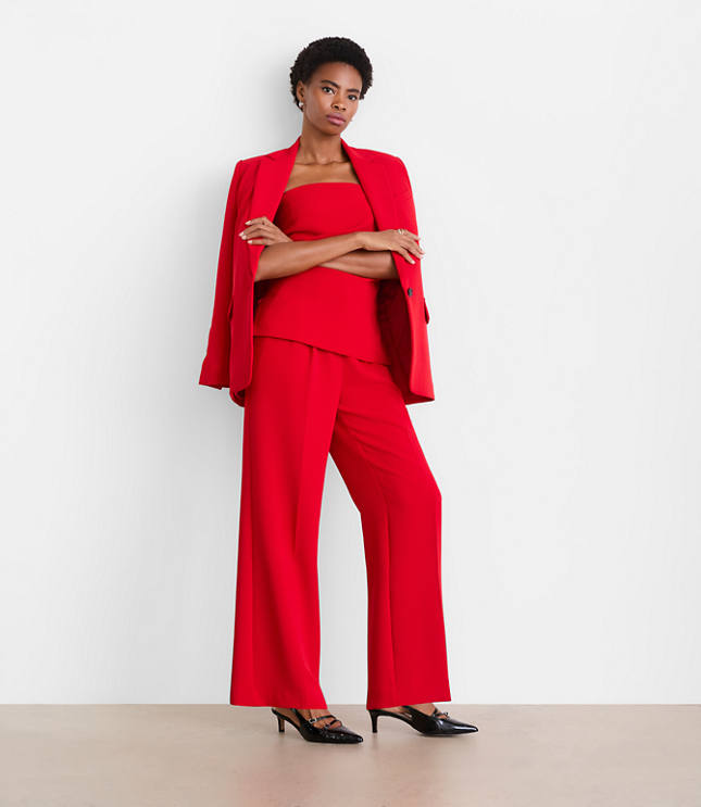 Petite LOFT Versa Crepe Drape Pleated Relaxed Straight Pants