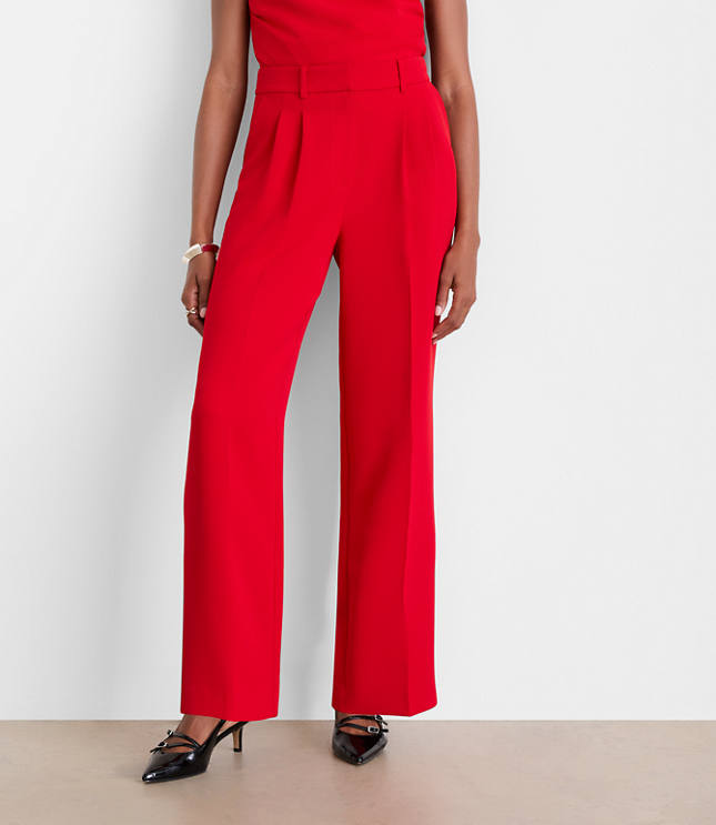 Petite LOFT Versa Crepe Drape Pleated Relaxed Straight Pants