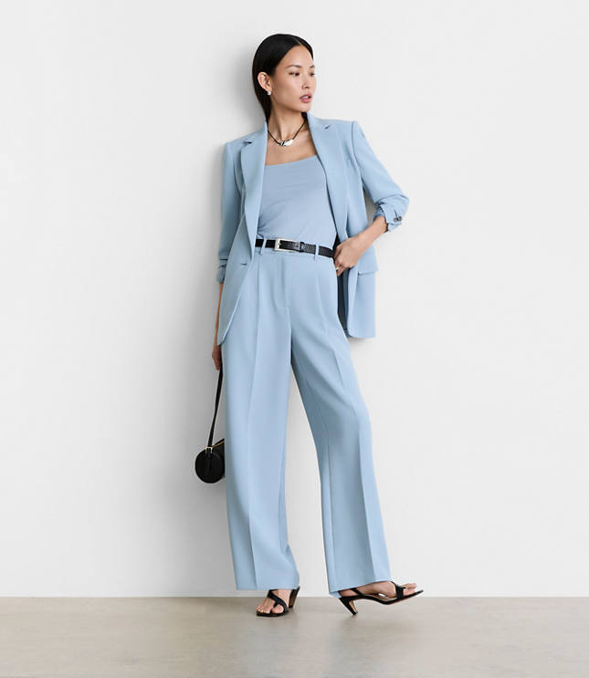 Petite LOFT Versa Crepe Drape Pleated Relaxed Straight Pants