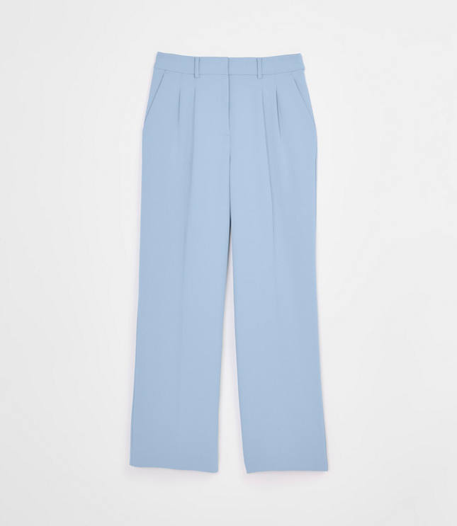 Petite LOFT Versa Crepe Drape Pleated Relaxed Straight Pants
