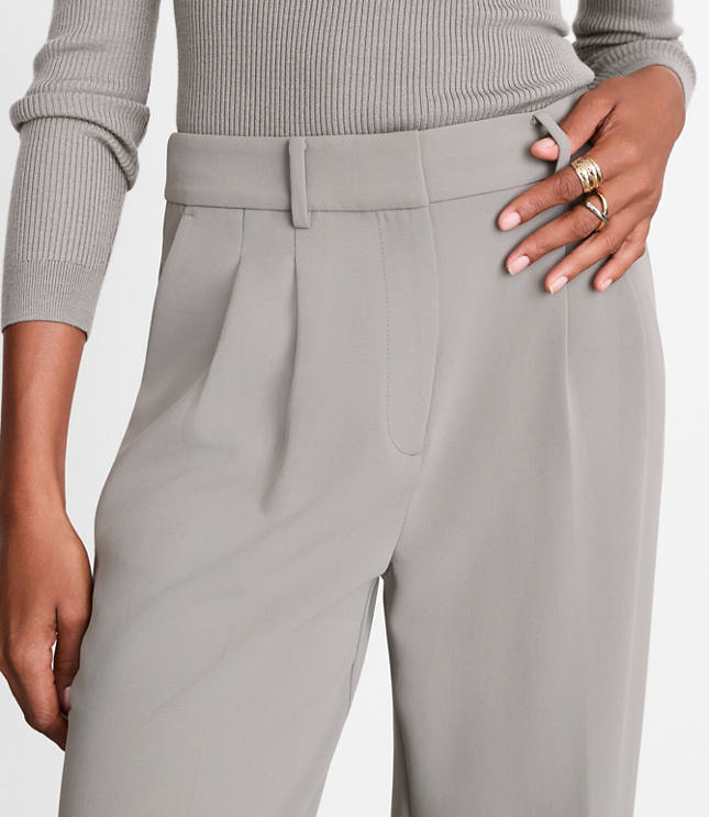 Petite LOFT Versa Crepe Drape Pleated Relaxed Straight Pants