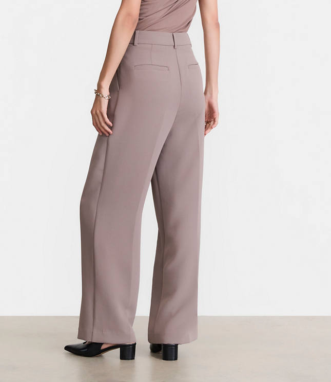 Petite LOFT Versa Crepe Drape Pleated Relaxed Straight Pants carousel Product Image 3