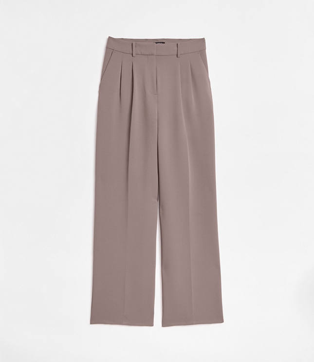 Petite LOFT Versa Crepe Drape Pleated Relaxed Straight Pants carousel Product Image 5