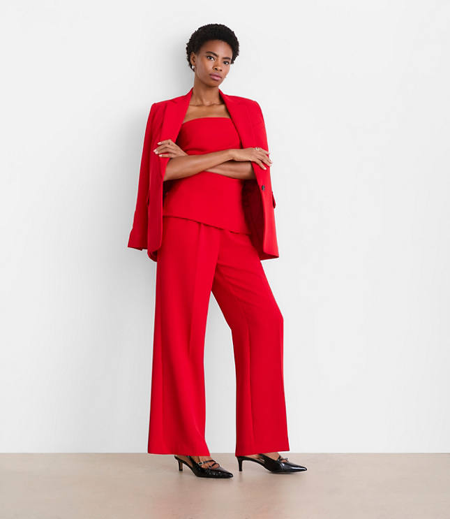 LOFT Versa Crepe Drape Pleated Relaxed Straight Pants