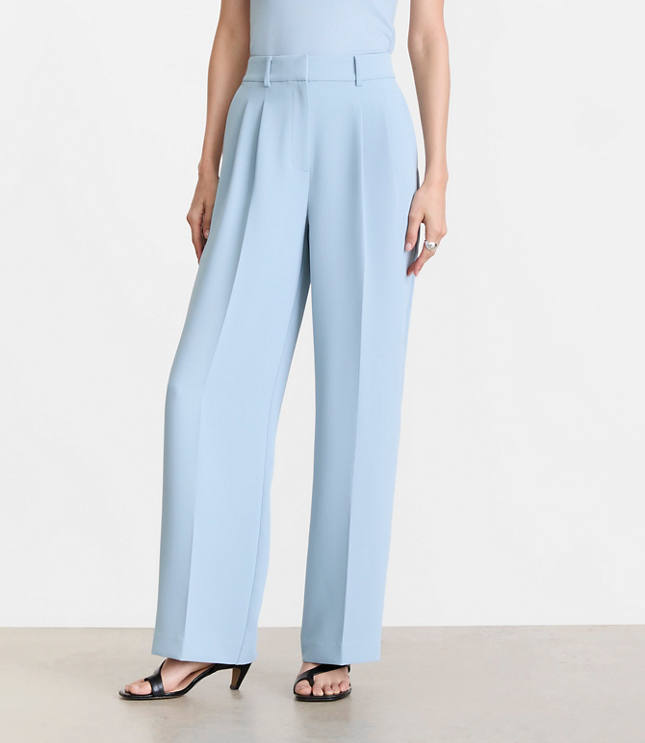 LOFT Versa Crepe Drape Pleated Relaxed Straight Pants