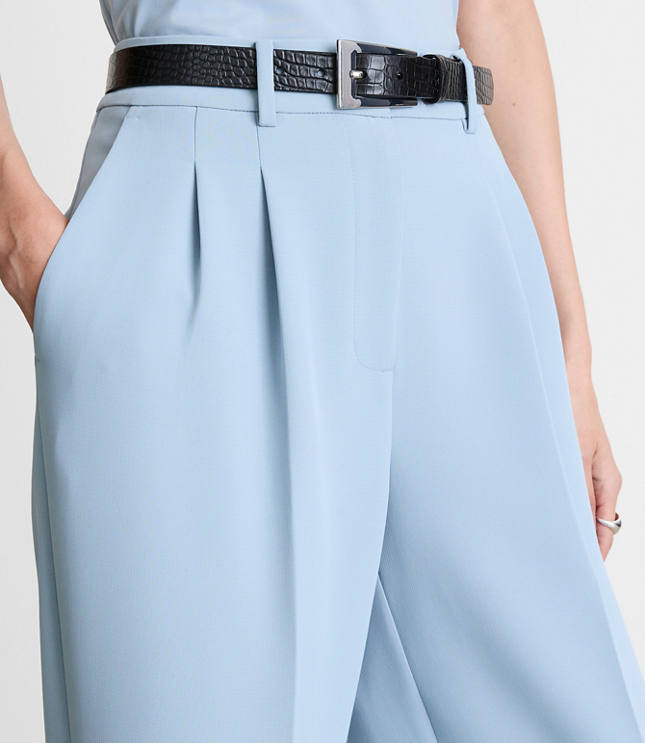 LOFT Versa Crepe Drape Pleated Relaxed Straight Pants