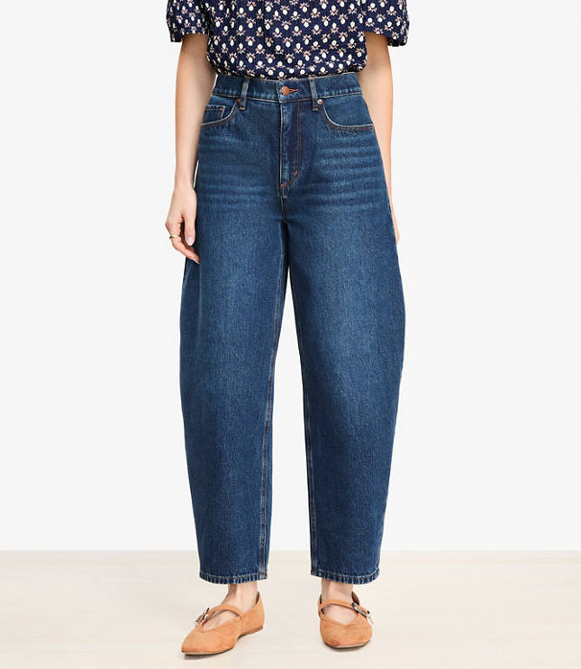 Curvy High Rise Barrel Jeans Authentic Dark Wash