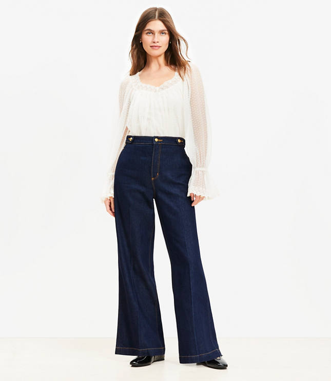 Petite Refined High Rise Trouser Jeans Rinse Wash
