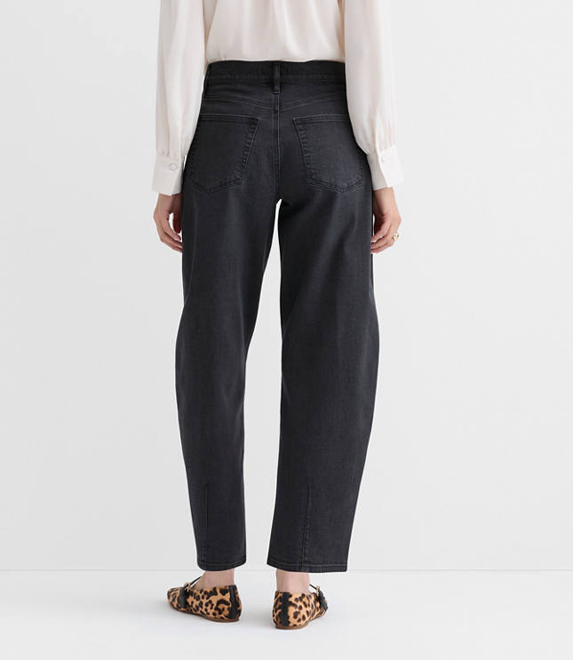 High Rise Barrel Jeans in Washed Black