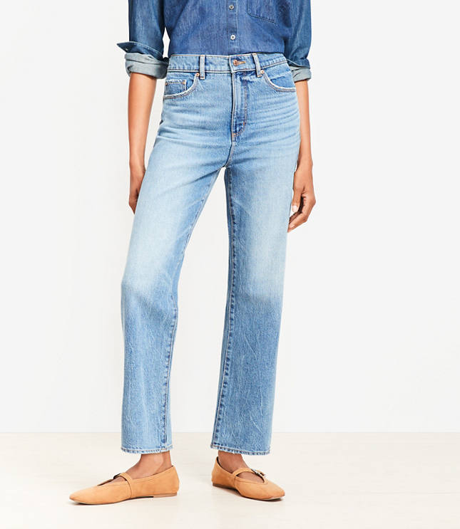 Petite Curvy High Rise Straight Jeans Authentic Vintage Mid Wash