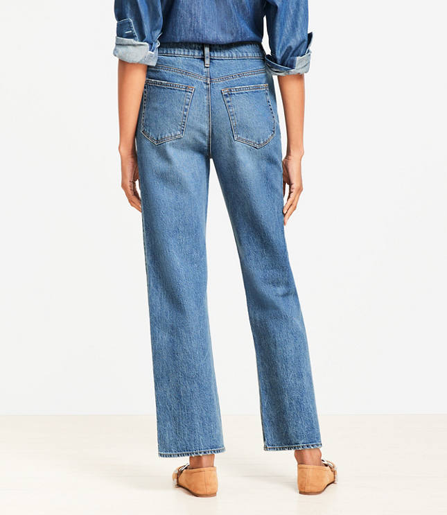 Petite Curvy High Rise Straight Jeans Authentic Vintage Mid Wash