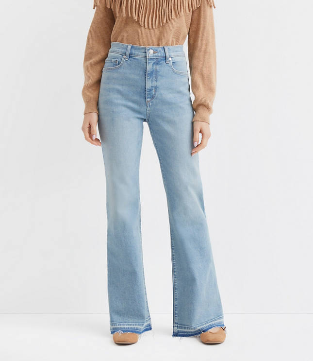 Let Down Hem High Rise Relaxed Flare Jeans in Vintage Light Indigo Wash
