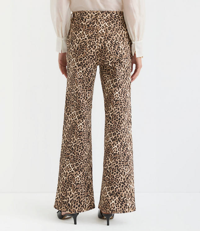 Petite Curvy High Rise Wide Leg Jeans in Leopard Print