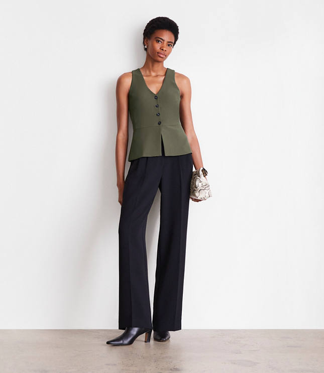 Petite LOFT Versa Crepe Drape Halter Vest
