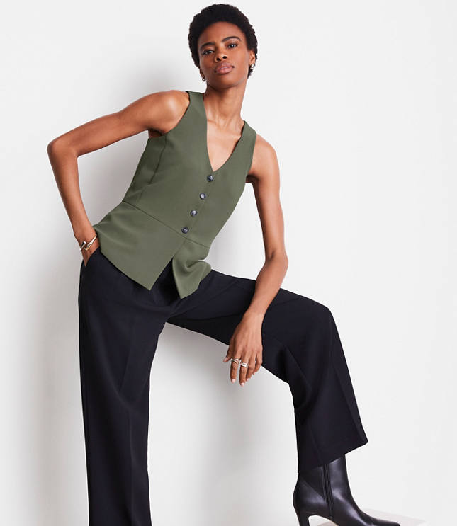 Petite LOFT Versa Crepe Drape Halter Vest