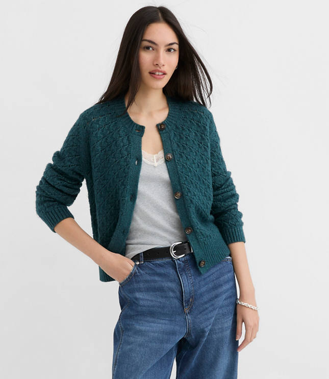 Shimmer Pointelle Cardigan