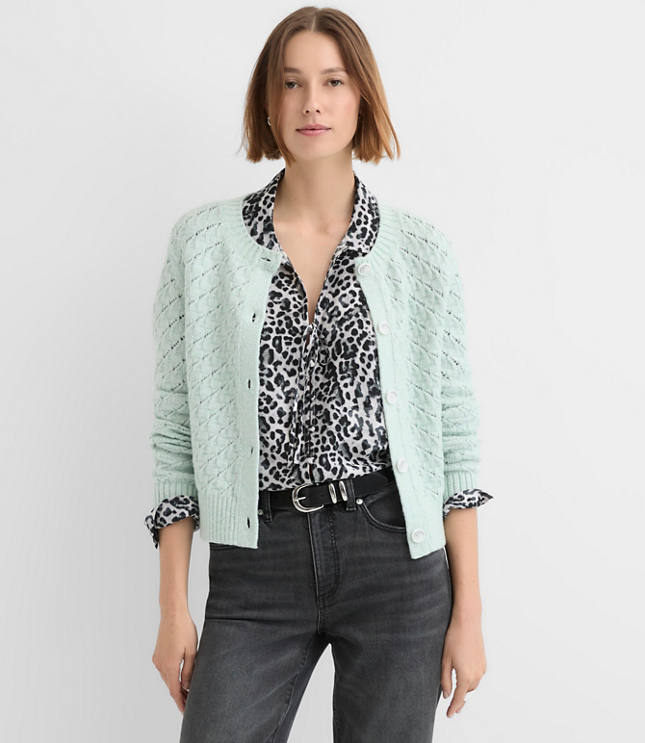 Shimmer Pointelle Cardigan