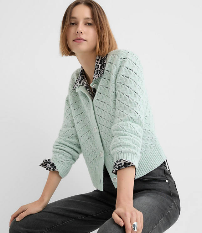 Shimmer Pointelle Cardigan