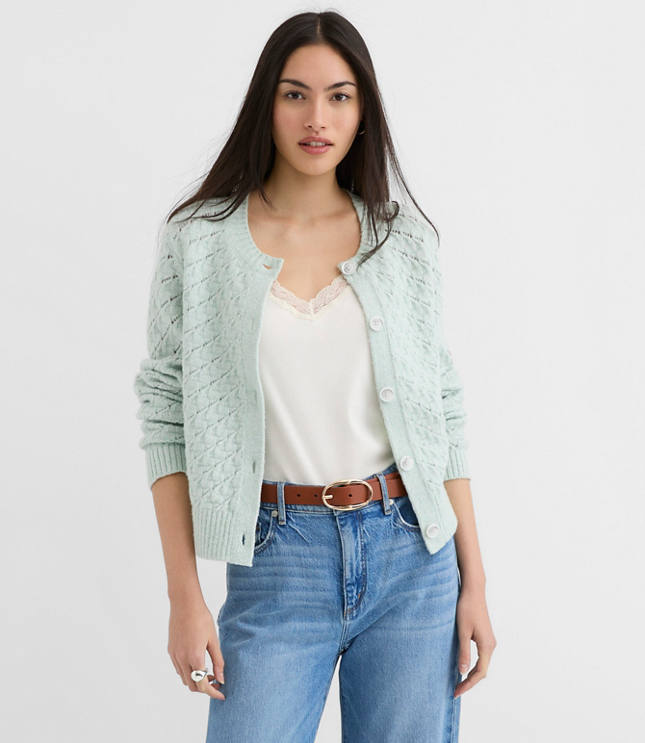 Shimmer Pointelle Cardigan